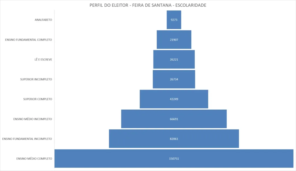 Nível de escolaridade do eleitor em feira de Santana nas Eleições 2024