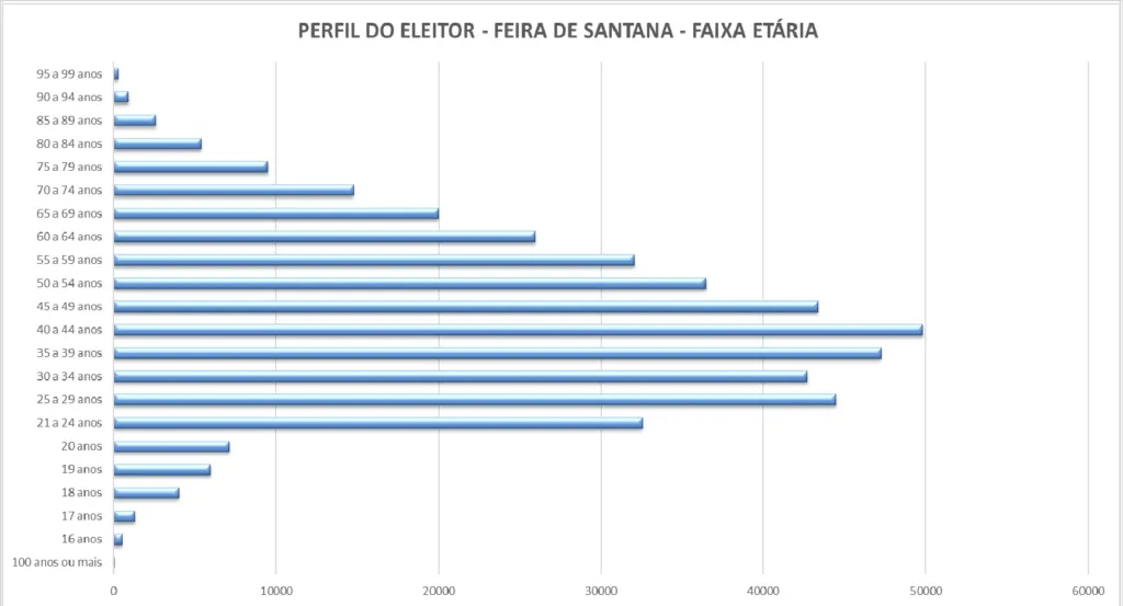 Faixa etária do eleitor em Feira de Santana nas Eleições 2024