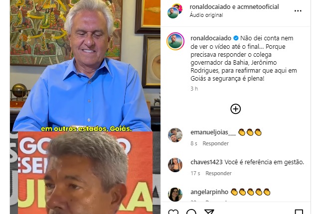 Ronaldo Caiado redes sociais