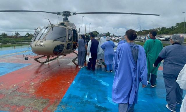 Helicóptero da PM transporta criança de Saramandaia para hospital