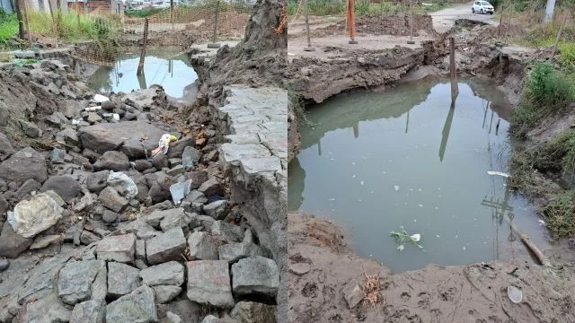 calçamento danificado Rua Arlindo Alves Bairro Santo Antônio dos Prazeres