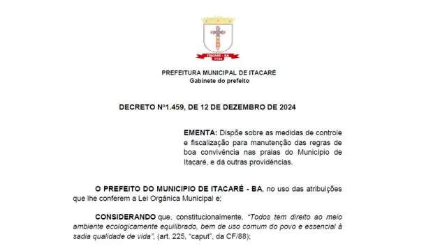 Itacaré proíbe caixas de som, barracas e animais soltos nas praias