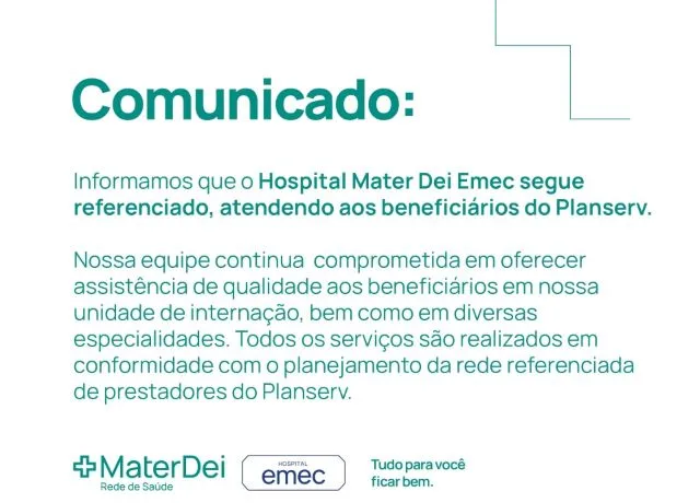 Comunicado do Emec sobre atendimento do Planserv 