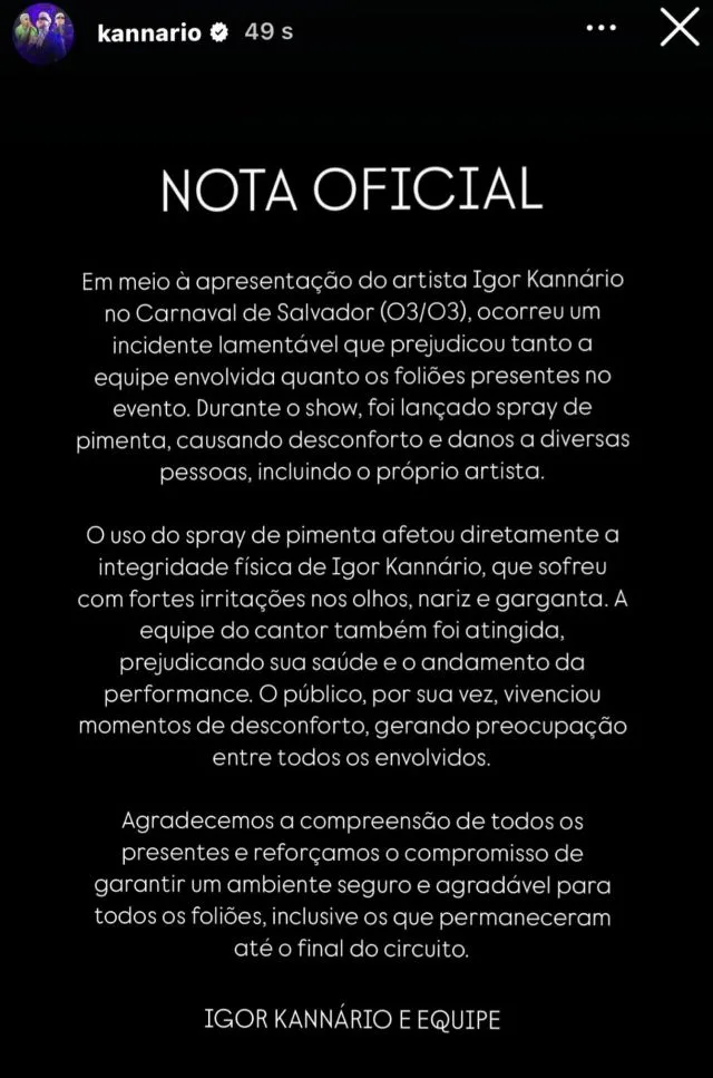 Kannário abandona trio após reclamar de violência da Polícia: "Não quero mais tocar no Carnaval de Salvador"