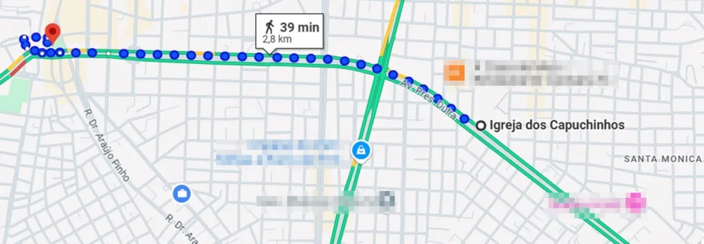 Percurso da Caminhada do Perdão
