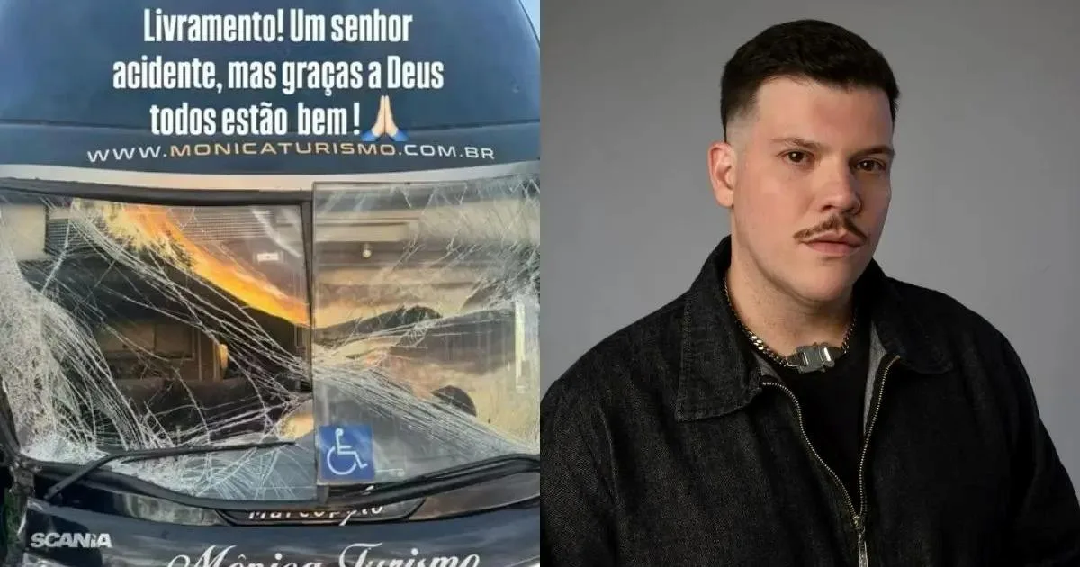 Ônibus do cantor Ferrugem se envolve em acidente na BR-290 após show no RS Ônibus do cantor Ferrugem se envolve em acidente na BR-290 após show no RS
