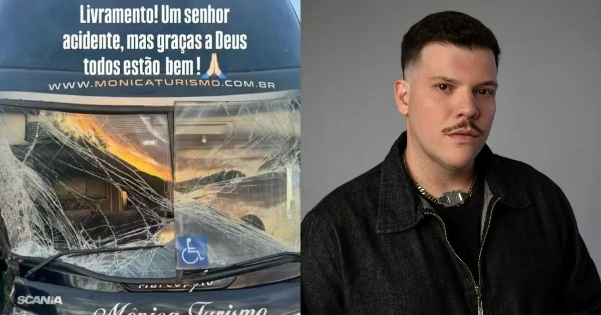 Ônibus do cantor Ferrugem se envolve em acidente na BR-290 após show no RS
