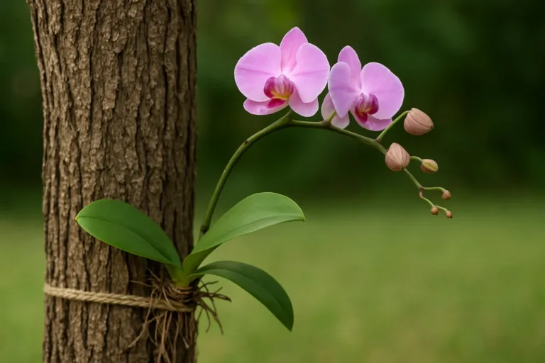 Essa amarração simples no tronco faz a orquídea florescer por mais tempo
