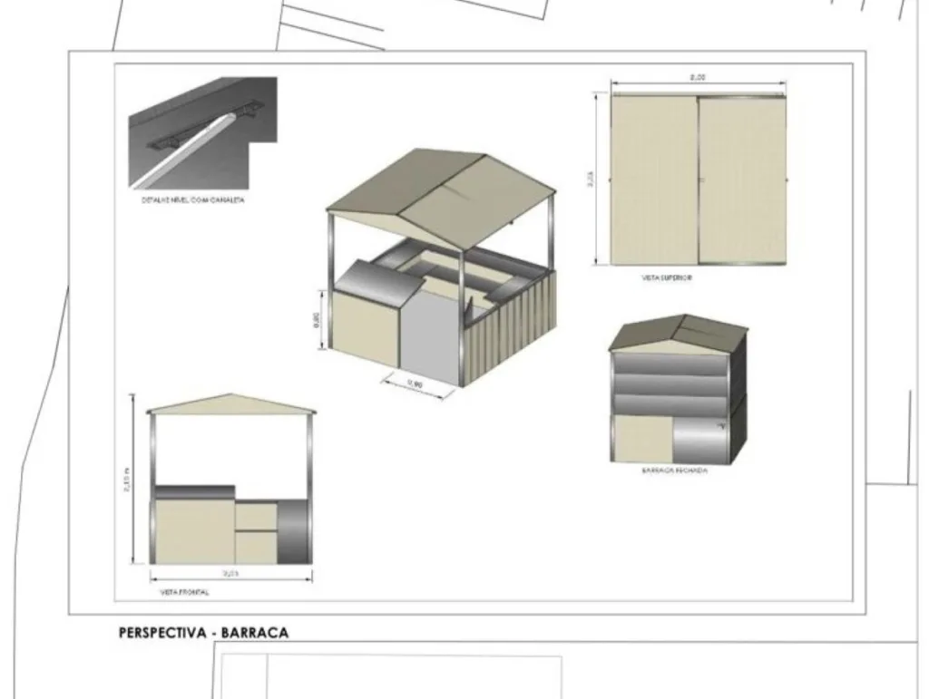 Modelo de barracas dos feirantes da Marechal Deodoro