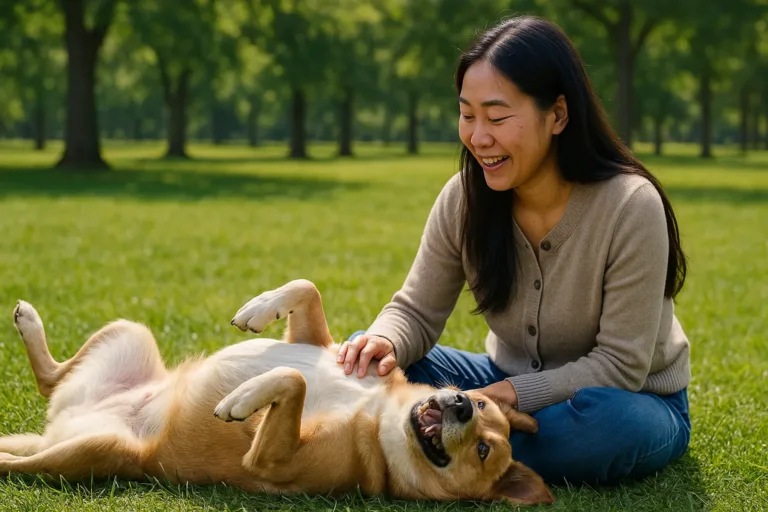 O que significa quando o cachorro se deita de barriga para cima