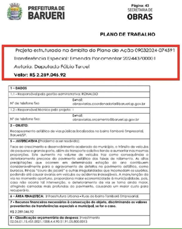 Documento enviado pela Prefeitura de Barueri