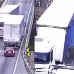 Caminhão desgovernado arremessa carro de ponte na Bahia