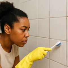 Como clarear rejunte encardido com bicarbonato e escova de dente velha