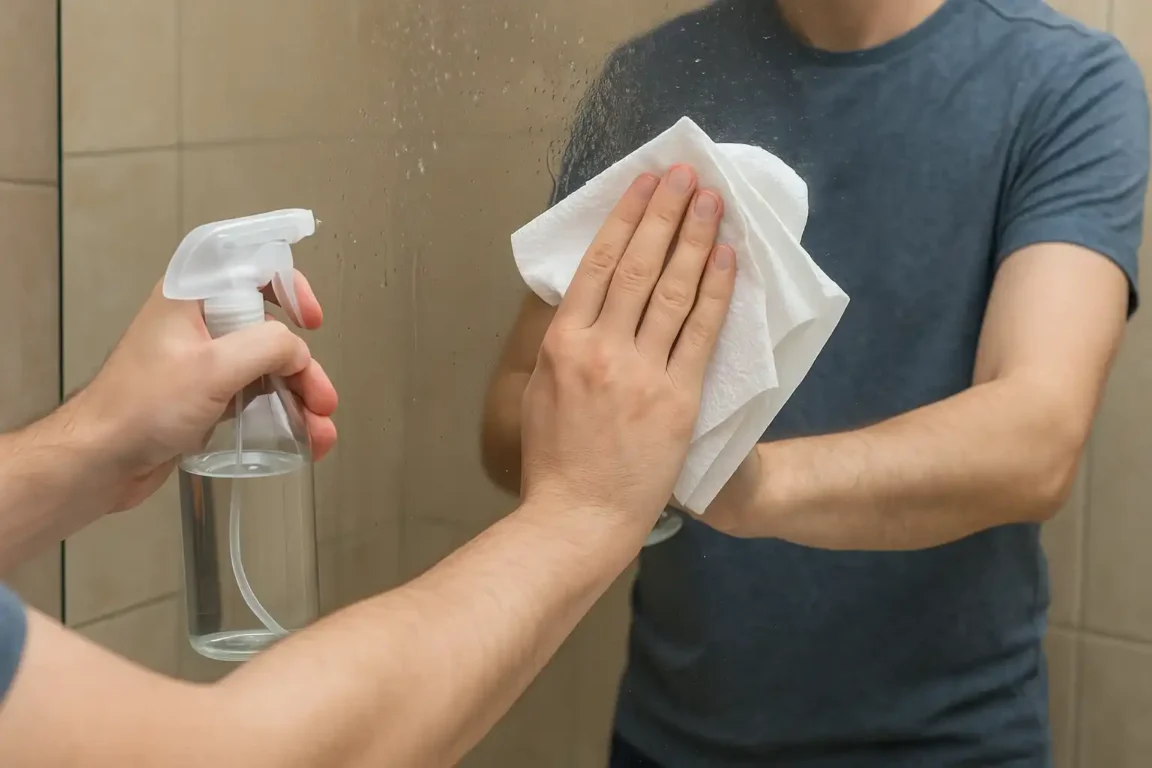 Como limpar espelho manchado com álcool e papel toalha