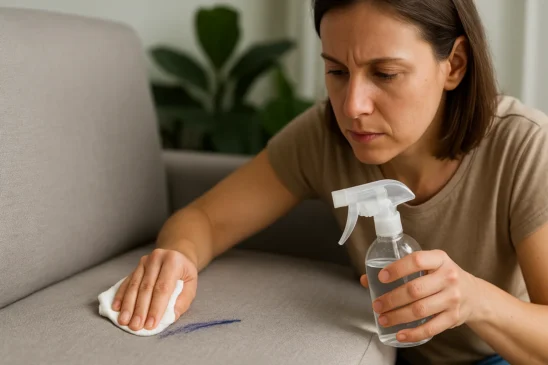 Como tirar mancha de caneta do sofá com produto que você já tem no armário