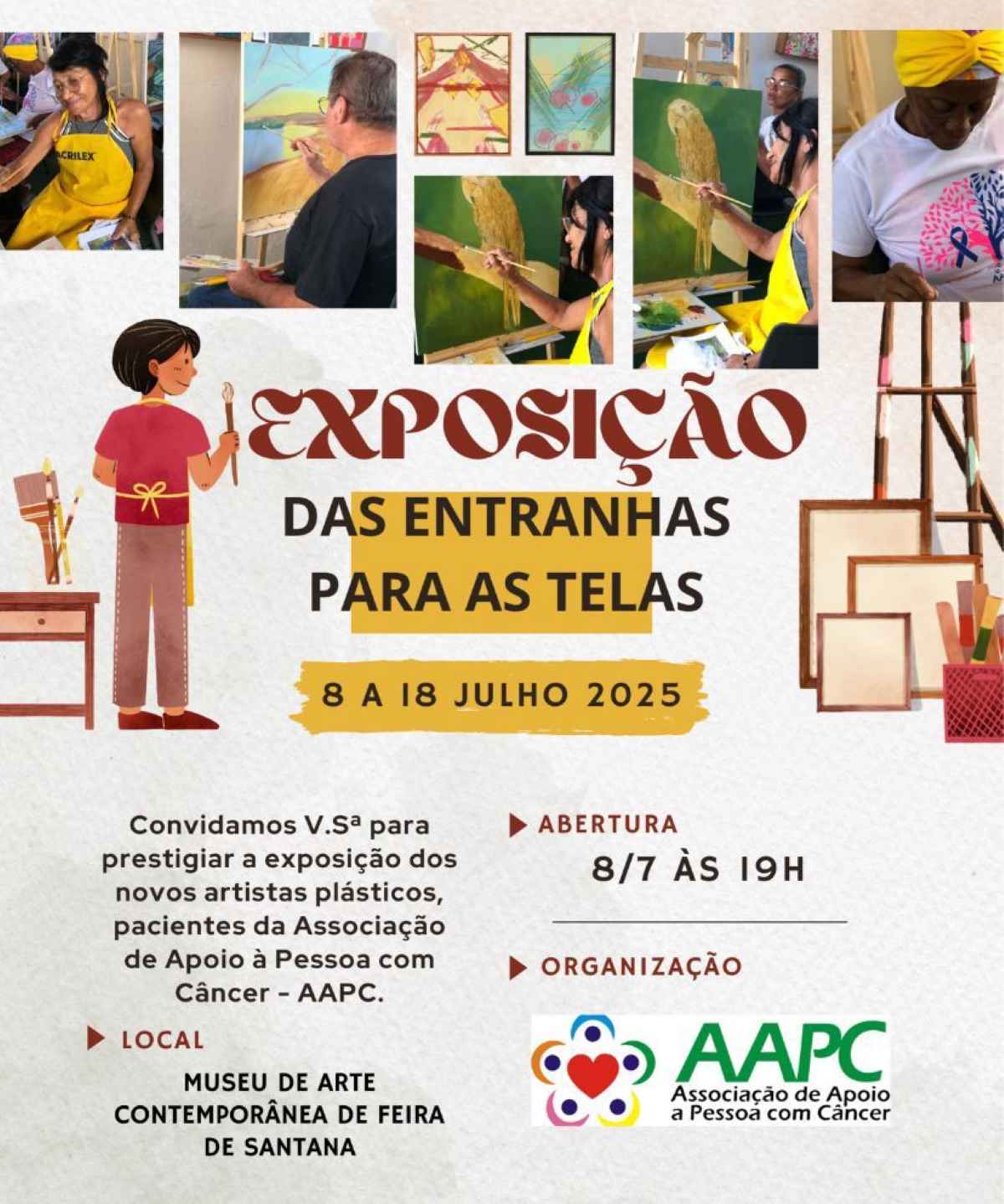 Divulgar a exposição "Das entranhas para a tela", que será exibida no MAC