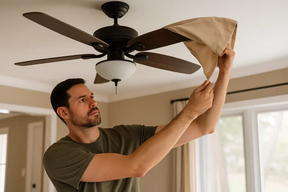 Limpe ventilador de teto em 5 minutos usando só uma fronha velha