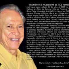 Morre empresário Júlio Ferreira Pinto
