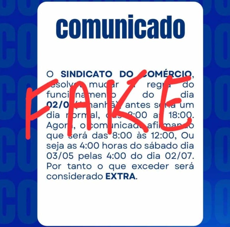 Sicomércio alerta para fake news sobre restrição de horário no funcionamento do comércio