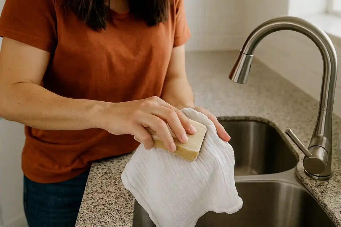 Como limpar pano de prato encardido com sabão e água quente
