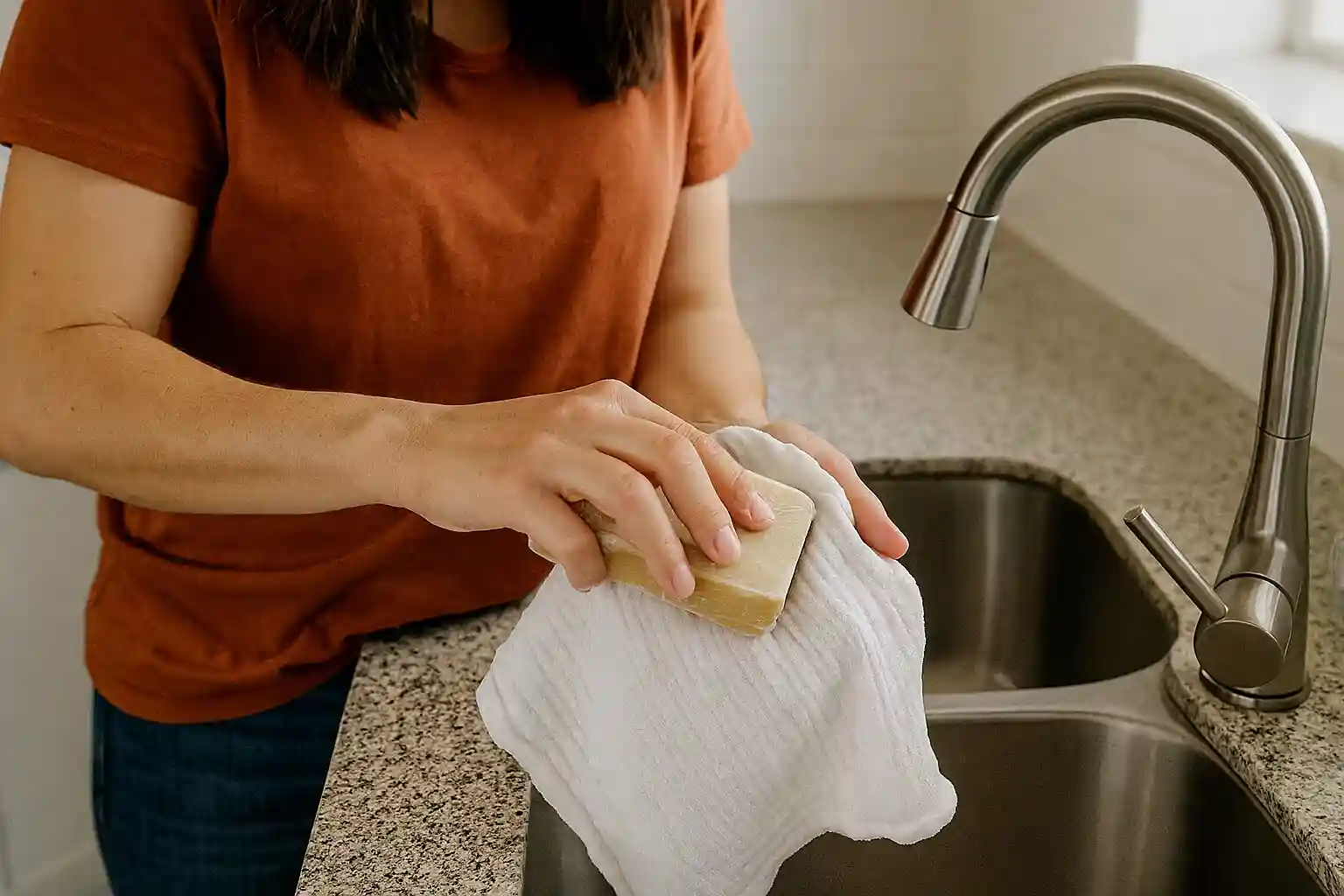 Como limpar pano de prato encardido com sabão e água quente