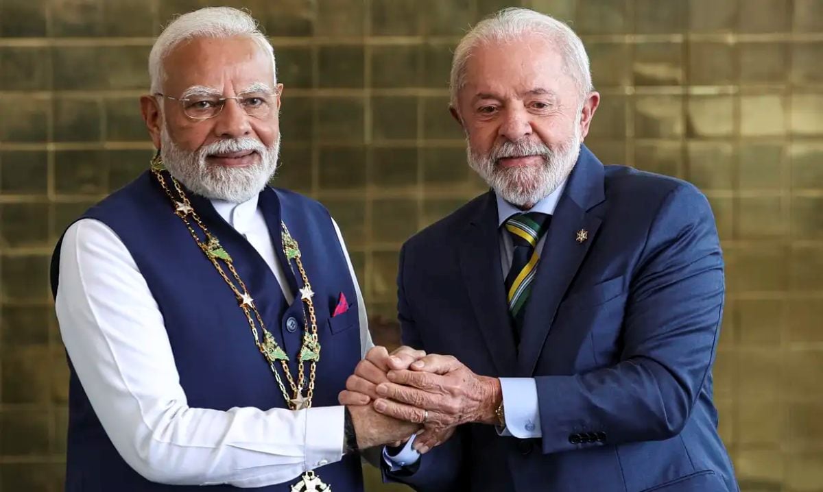 Lula e Narendra Modi Primeiro-Ministro Indiano