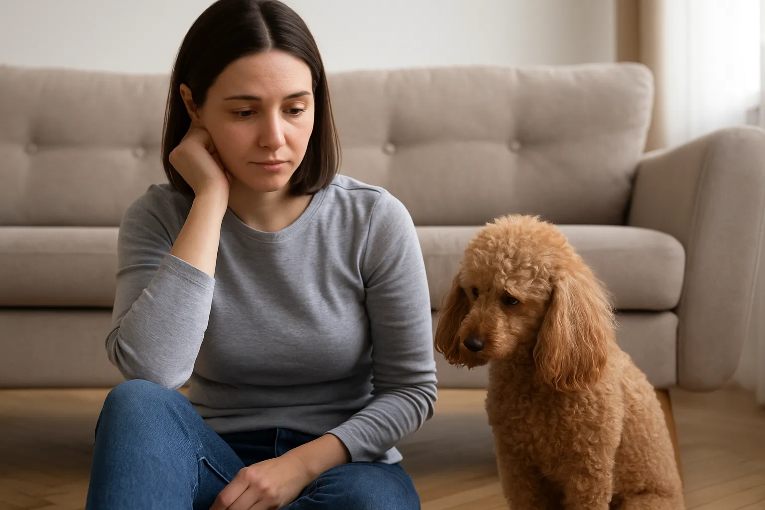 Poodle fica triste com mudanças na casa