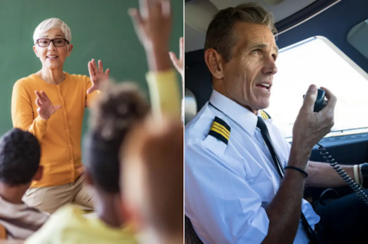 Professor a piloto de avião