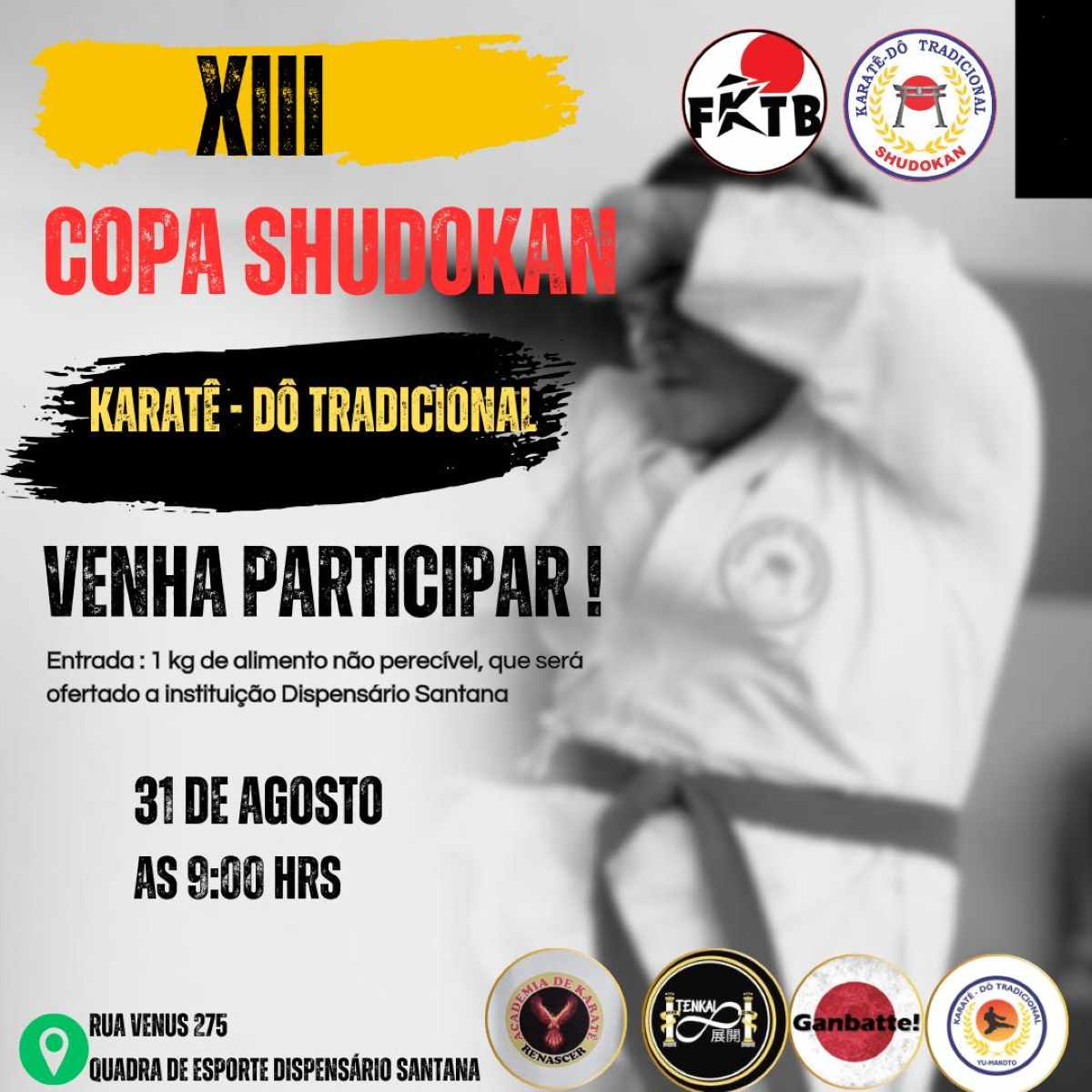 13ª Copa Shudokan de Karatê-dô Tradicional será realizada neste domingo em Feira de Santana
