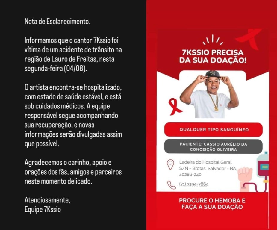 Nota sobre acidente com MC 7kassio