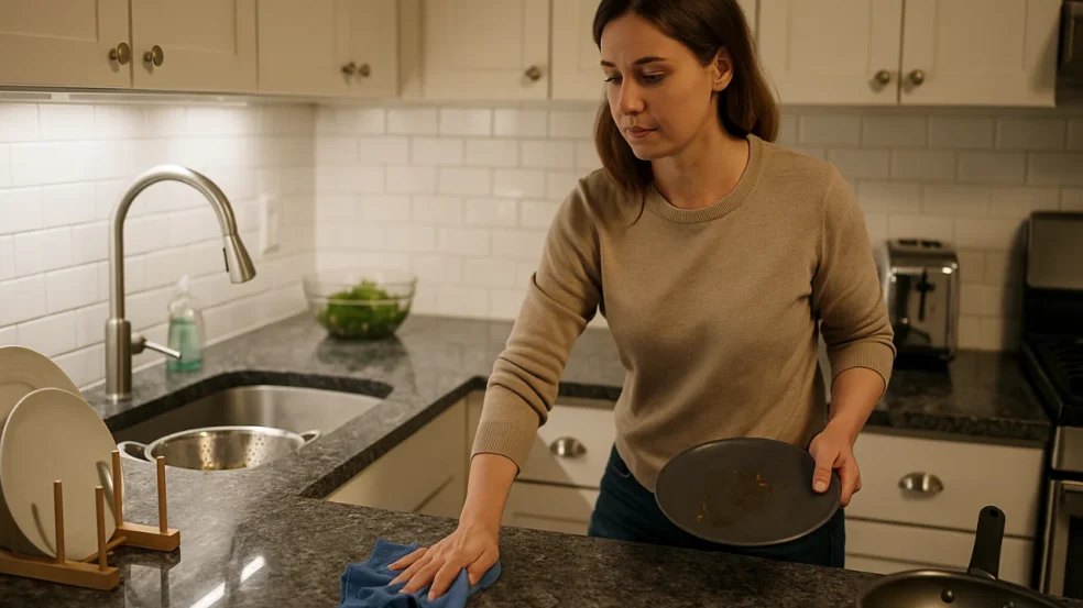 Mães estão organizando a cozinha após o jantar sem perder tempo com 5 formas fáceis e eficazes