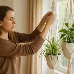 Plantas suspensas: como usar macramê para criar pontos de luz e movimento na sala