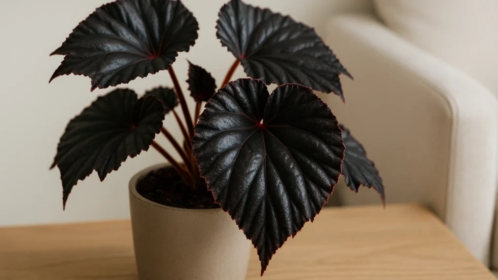 A beleza rara da begônia negra e como cuidar sem perder a coloração intensa