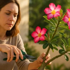 A rosa-do-deserto só floresce de novo se você acertar o tempo da poda