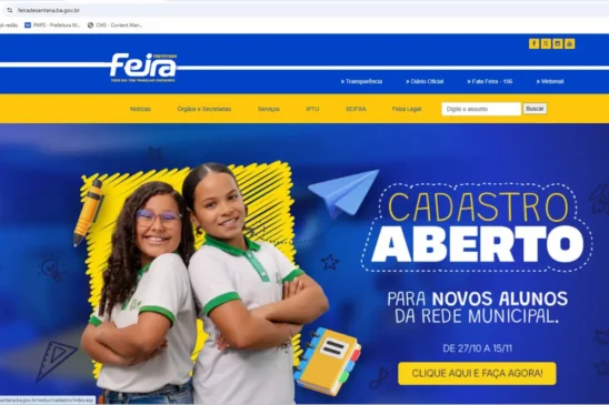 Secretaria de Educação abre cadastro de novos alunos online para o ano letivo de 2026 em Feira de Santana Secretaria de Educação abre cadastro de novos alunos online para o ano letivo de 2026 em Feira de Santana