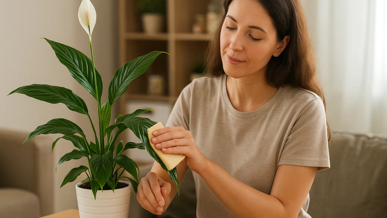 Lírio-da-paz 6 segredos simples que mantêm as folhas brilhantes por meses