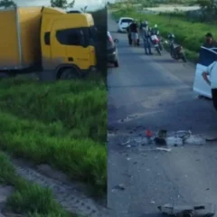 Homem morre e três ficam feridos em acidente entre caminhão dos Correios e carro na BR-101 em Alagoinhas
