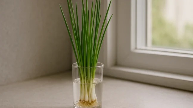 Cebolinha replantada na água: veja quanto tempo ela dura e como colher sem parar