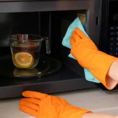 Como limpar o micro-ondas com vapor usando apenas dois itens