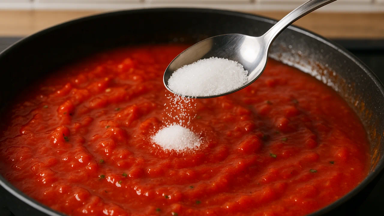 Descubra como 1 colher de açúcar pode salvar molho de tomate ácido demais