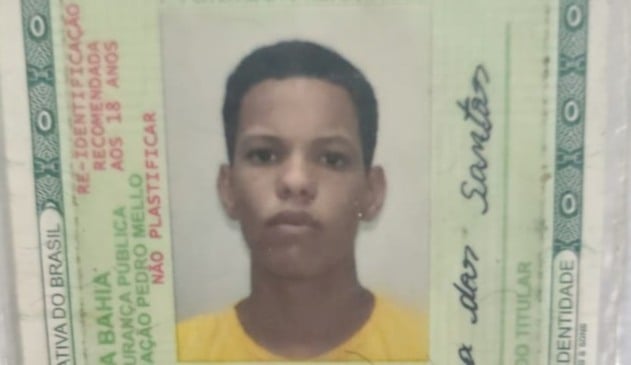 João Vitor Souza dos Santos , jovem encontrado morto em córrego no bairro Muchila