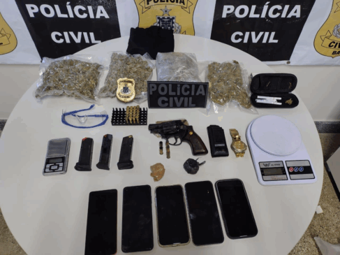 material apreendido pela polícia