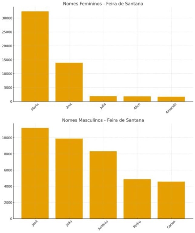 saiba quais são os nomes e sobrenomes mais comuns em Feira de Santana