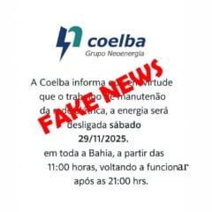 Fake News - nota da coelba