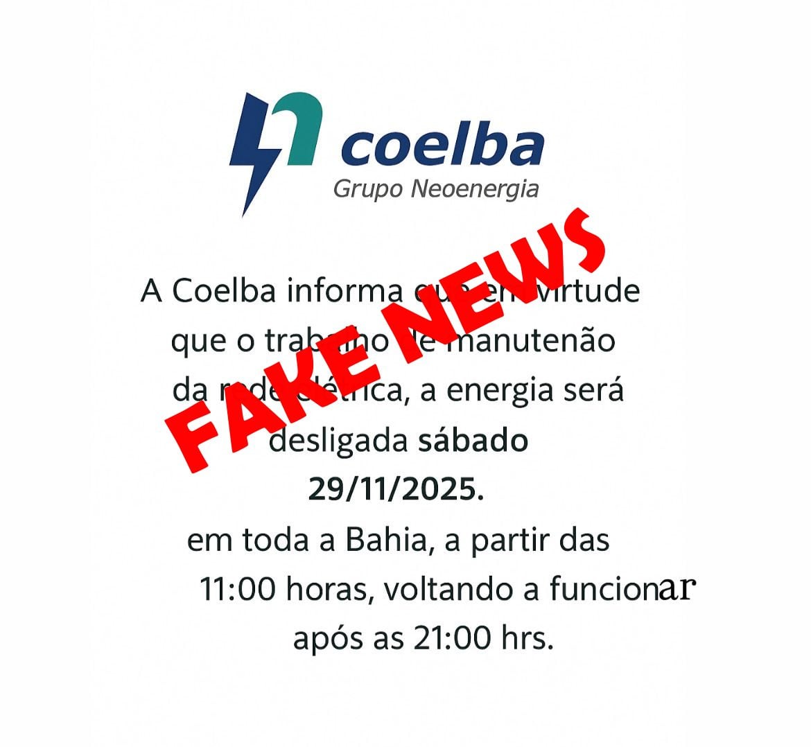 Fake News - nota da coelba Fake News - nota da coelba