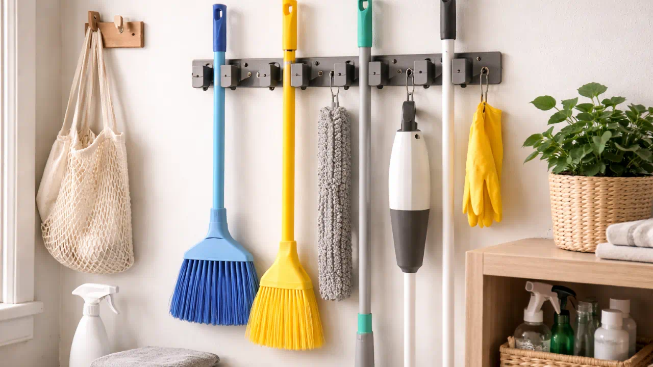 A forma como você guarda vassouras influencia a sensação de bagunça visual