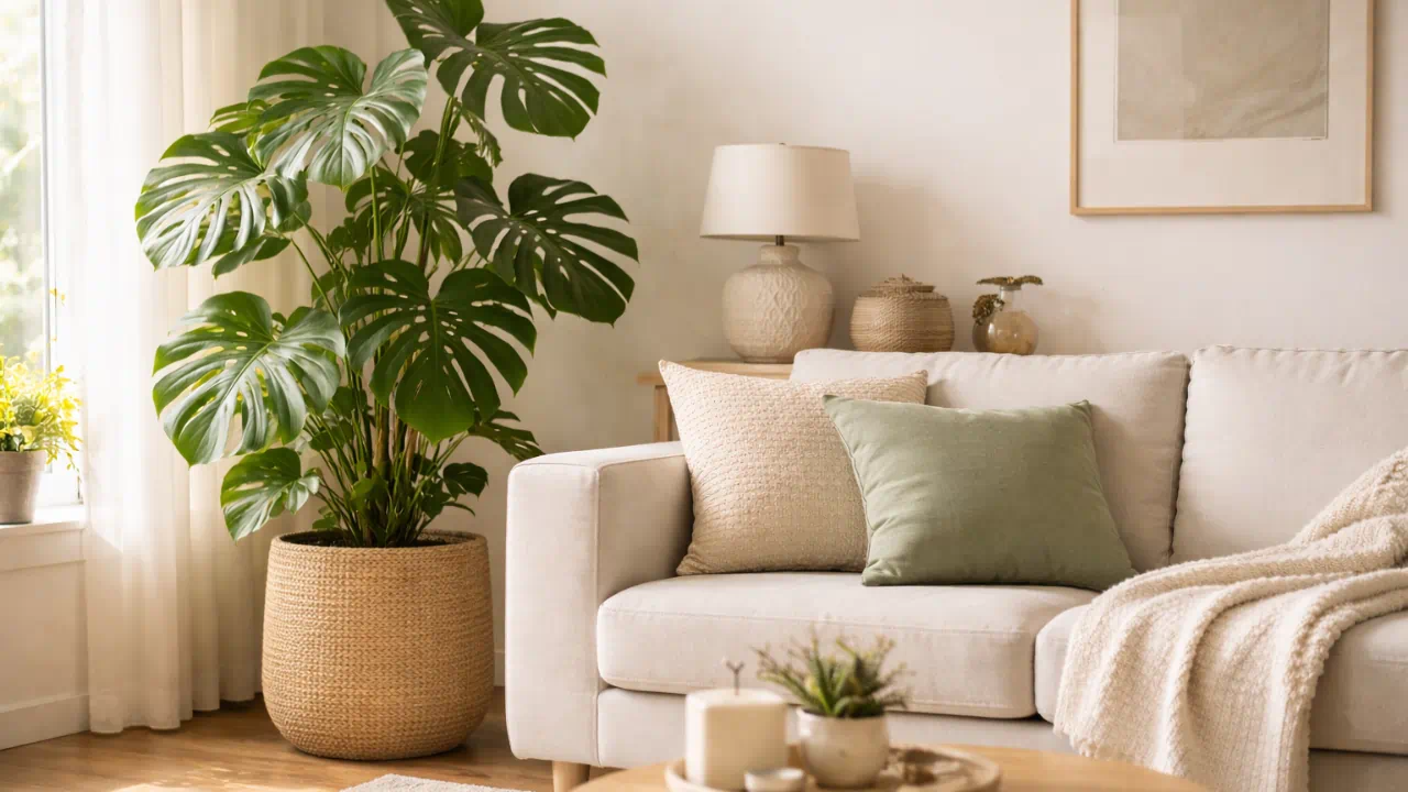 Colocar plantas nesse ponto da sala melhora a circulação de energia e o conforto visual