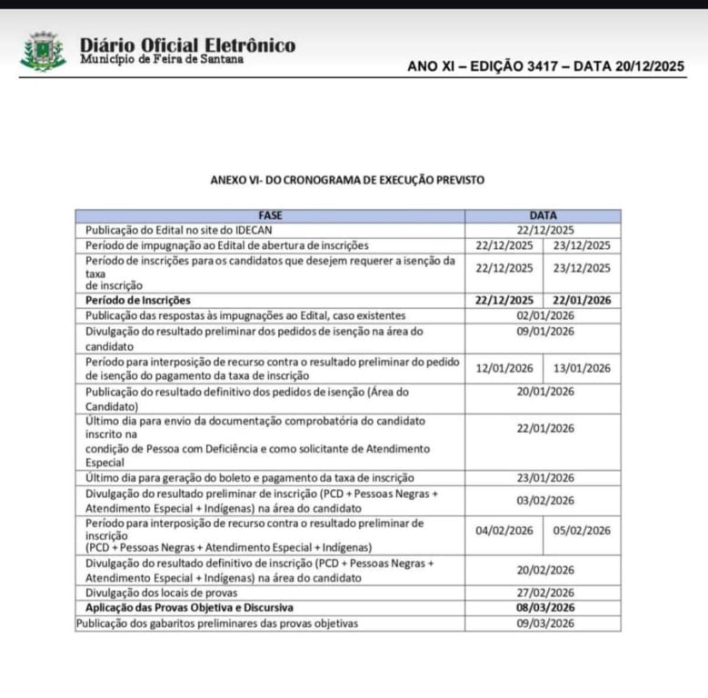 Inscrições para concurso público da Prefeitura para professor de nível superior começam nesta segunda-feira (22)