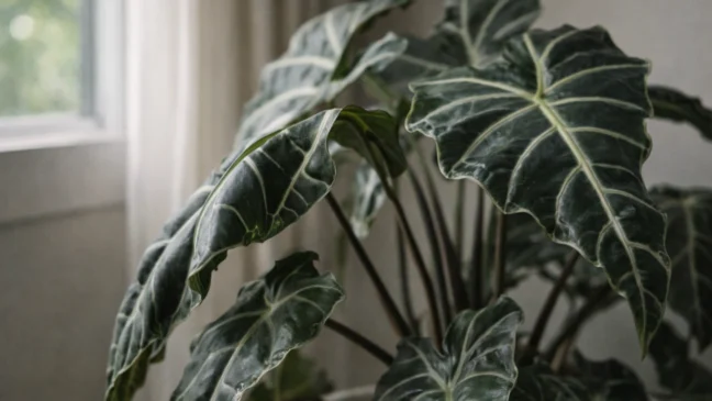 Mesmo em ambientes claros, a alocasia amazônica pode perder força