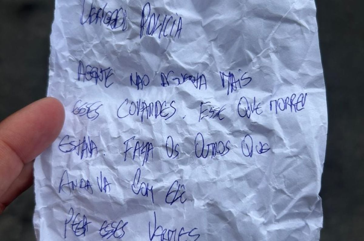 Bilhete de agradecimento à polícia